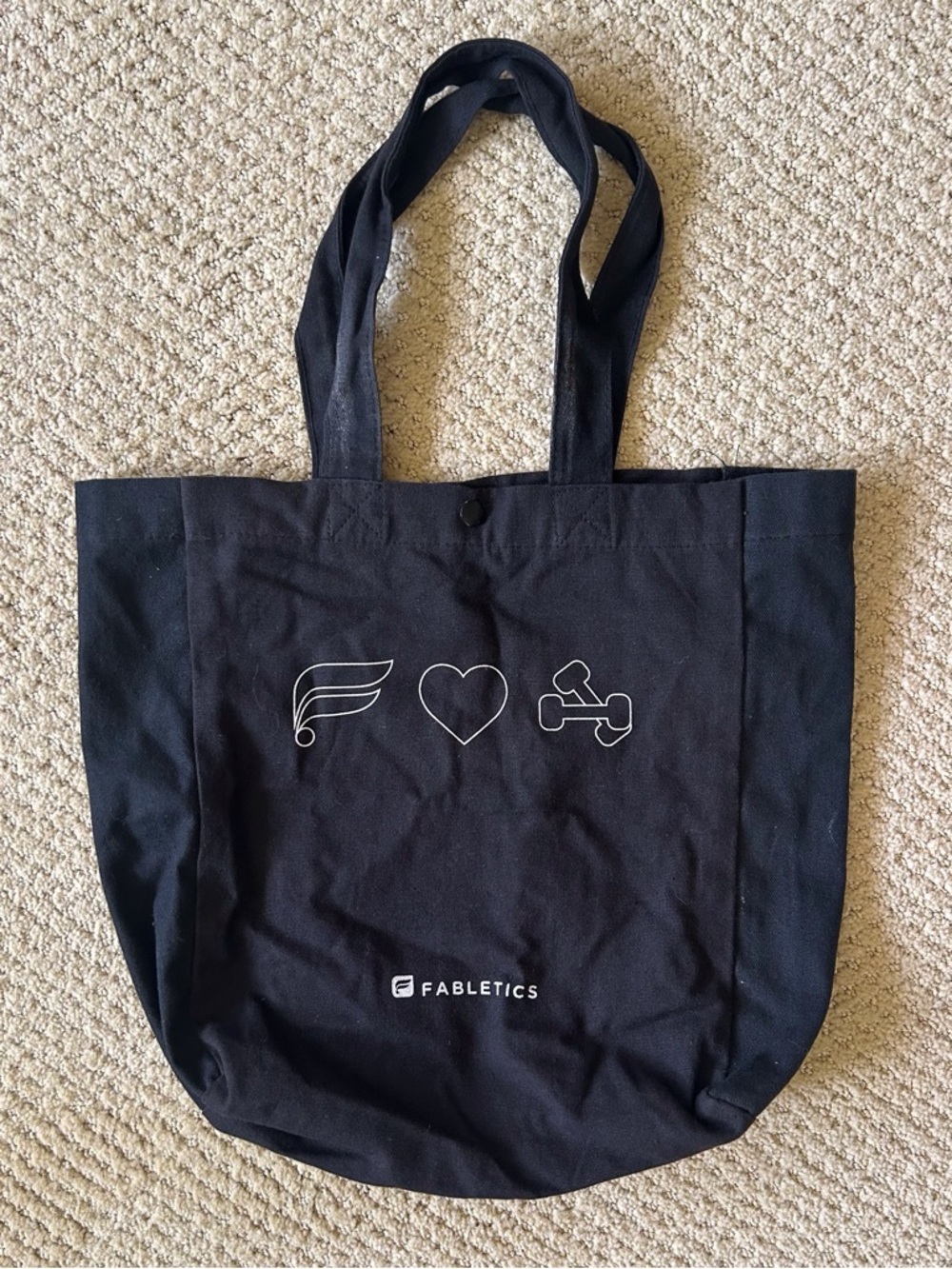 Fabletics Black Canvas Tote with White Graphics